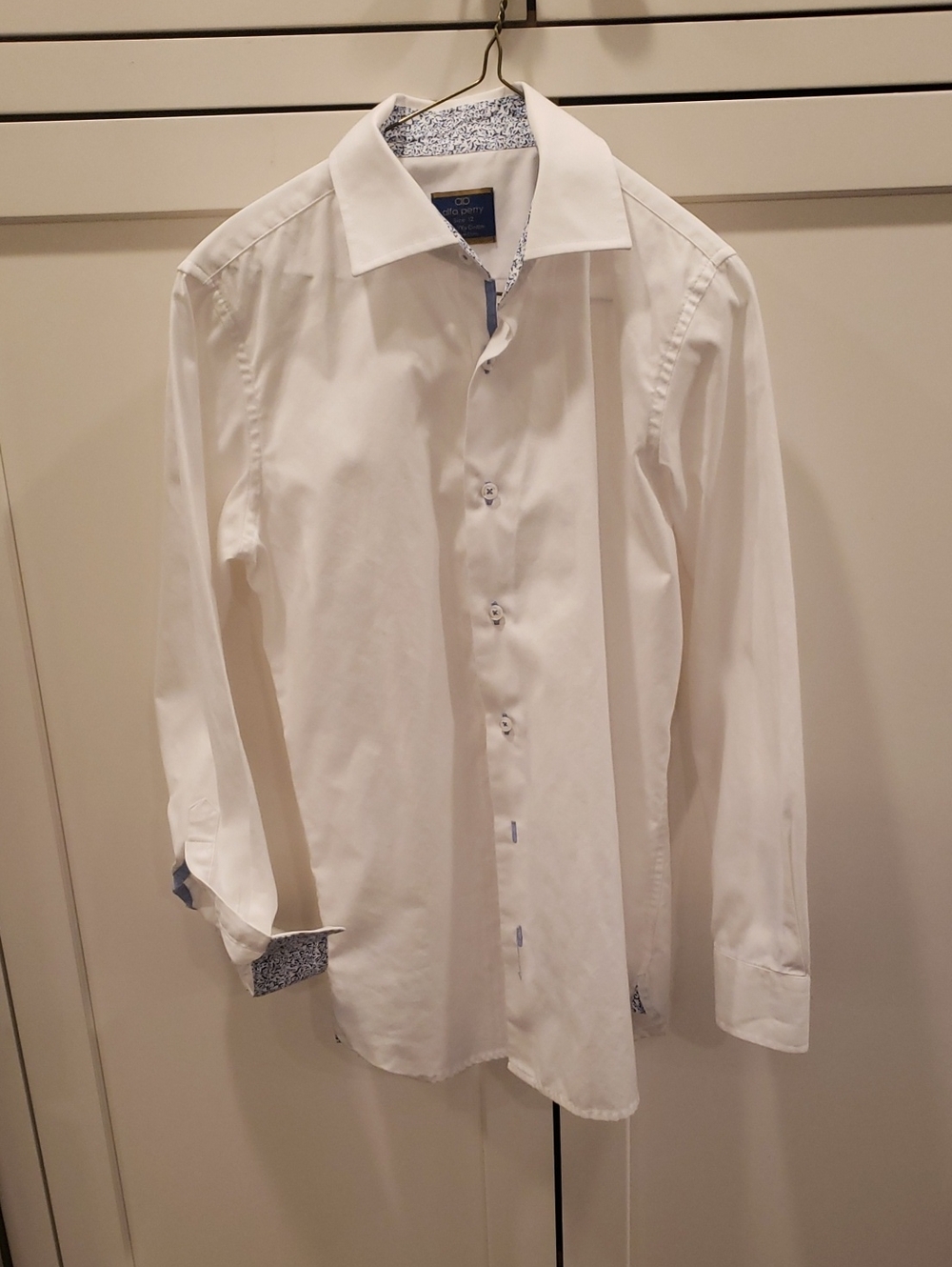 Boys' White Button-Down Shirt with Contrast Trim